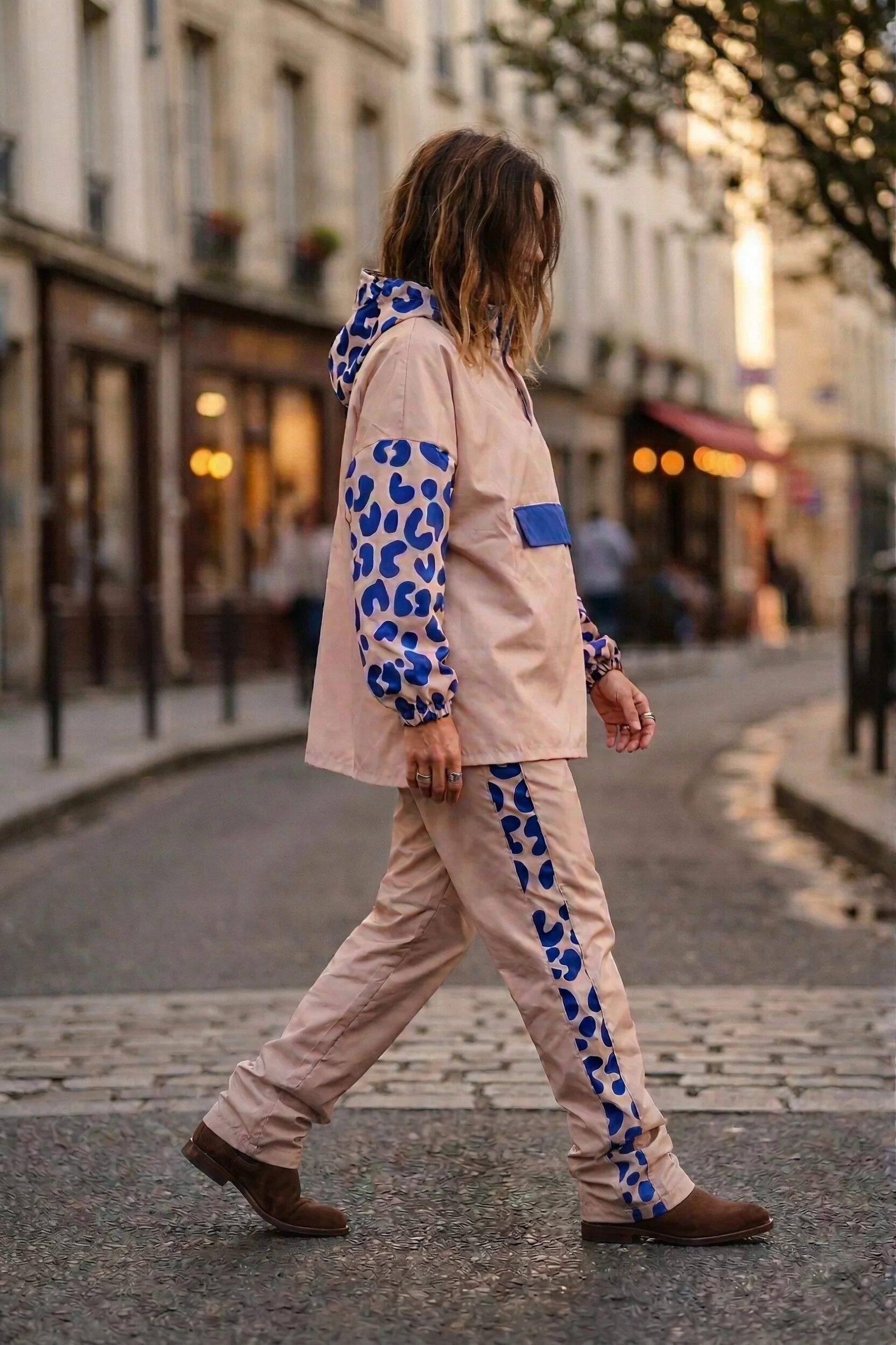 Ensemble poncho et pantalon de pluie Poule Party Blue Leo