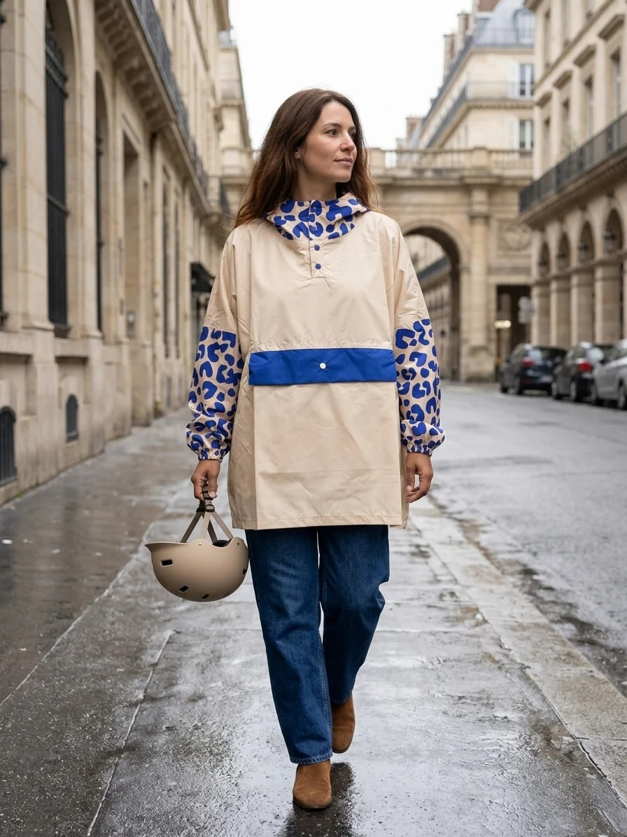 Anorak waterproof léopard bleu Poule Party