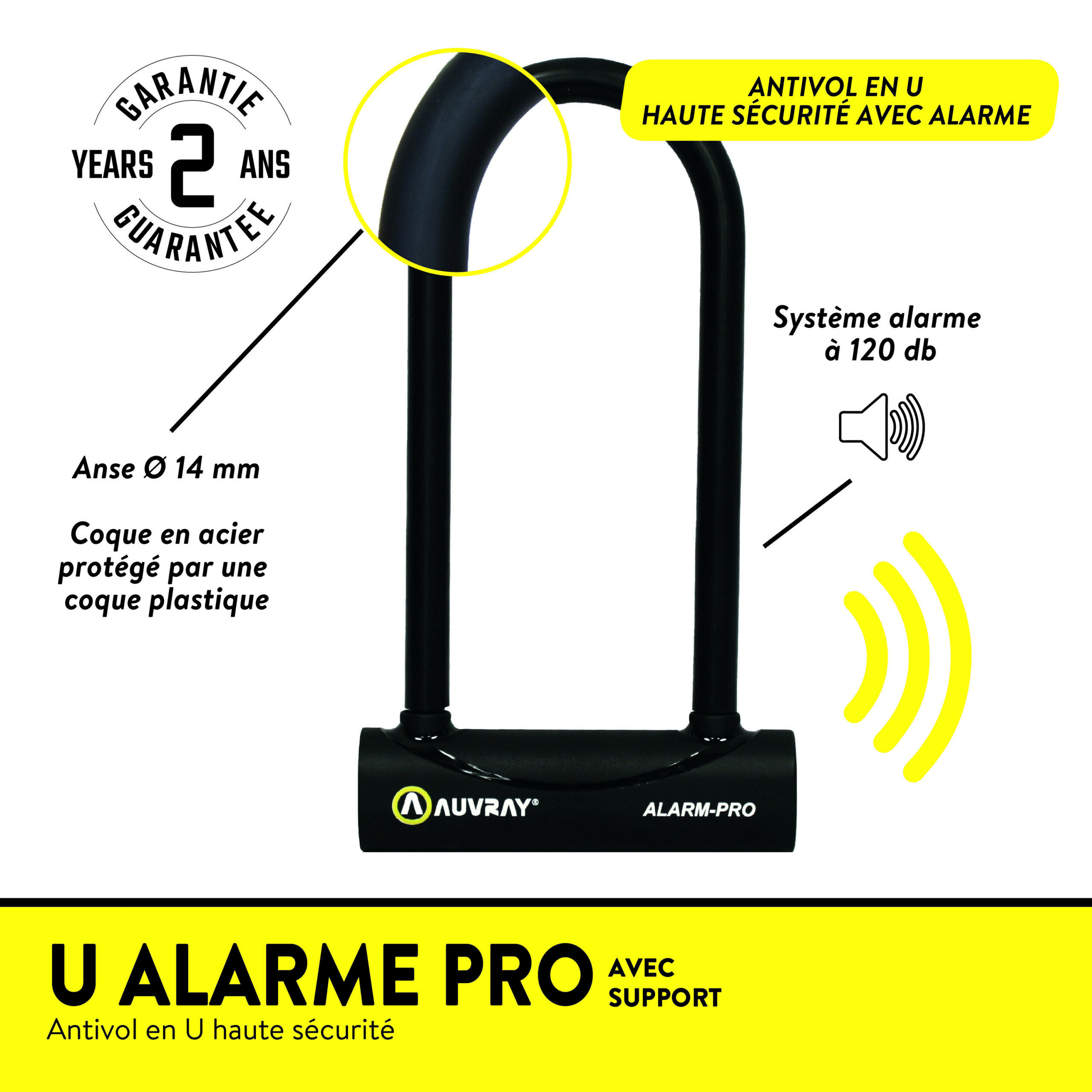 Antivol U Auvray U Alarm Pro anse 14 mm et alarme 120 dB