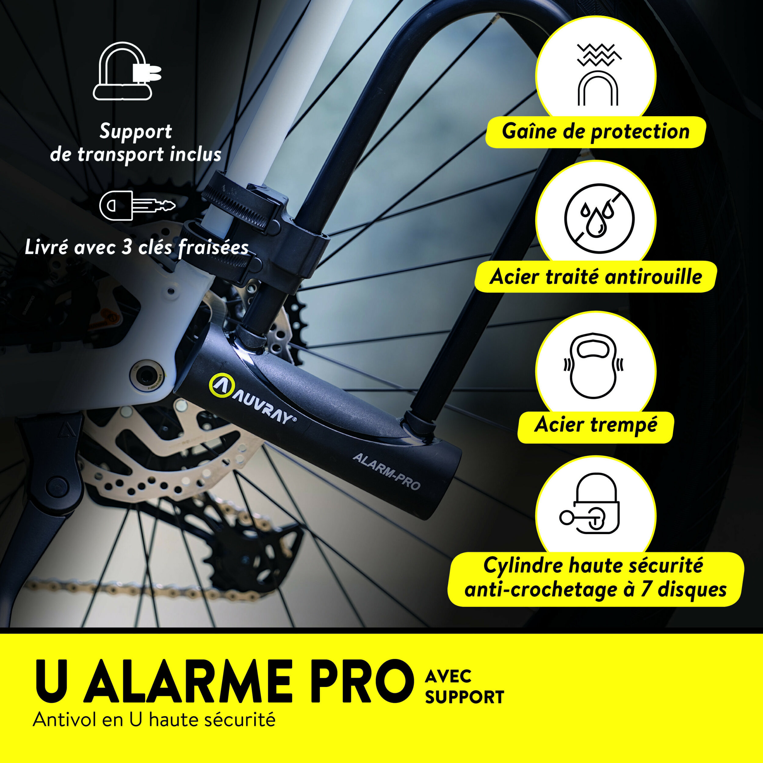 Antivol U Auvray U Alarm Pro avec support de transport
