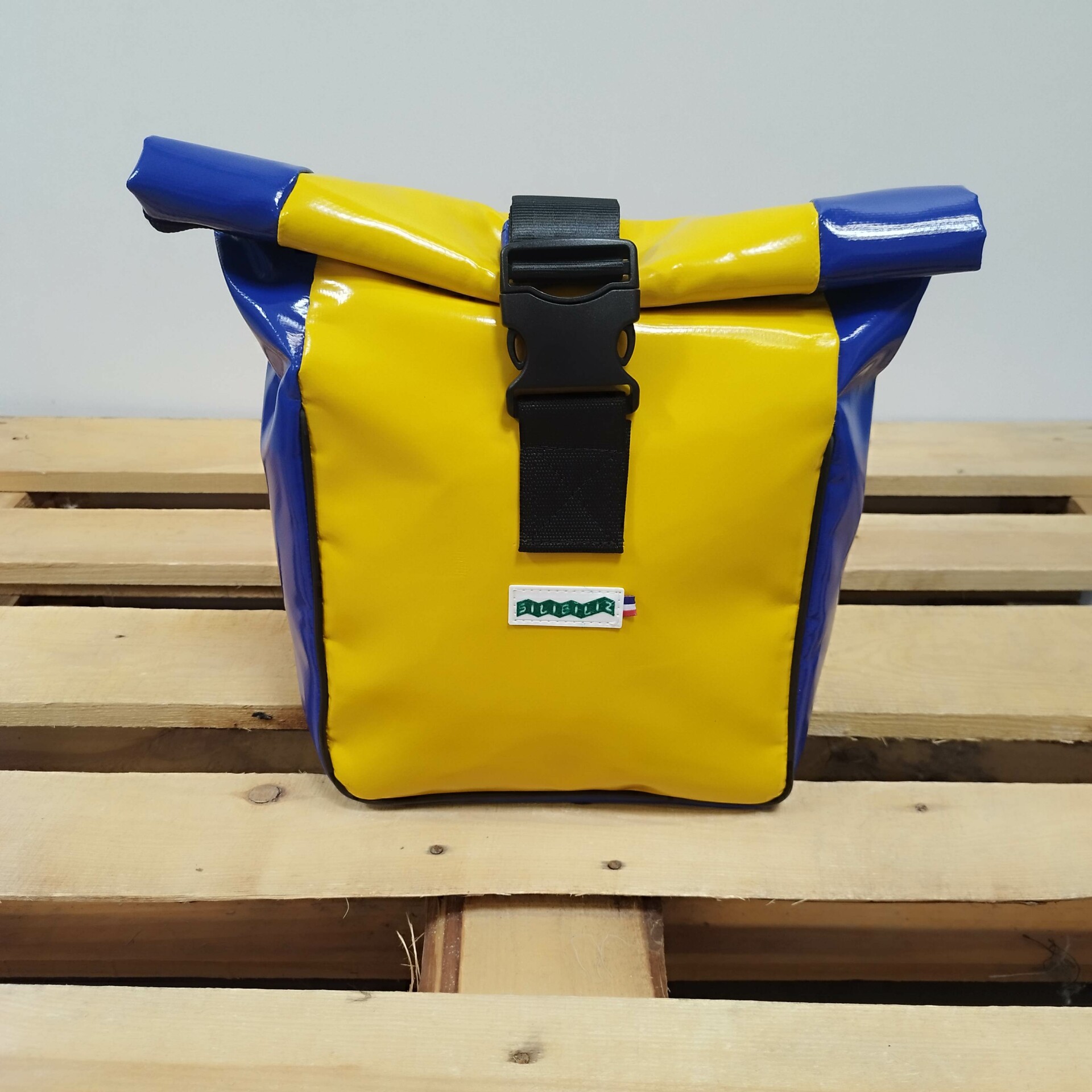 Sacoche vélo roll-top Silibiliz jaune et bleu