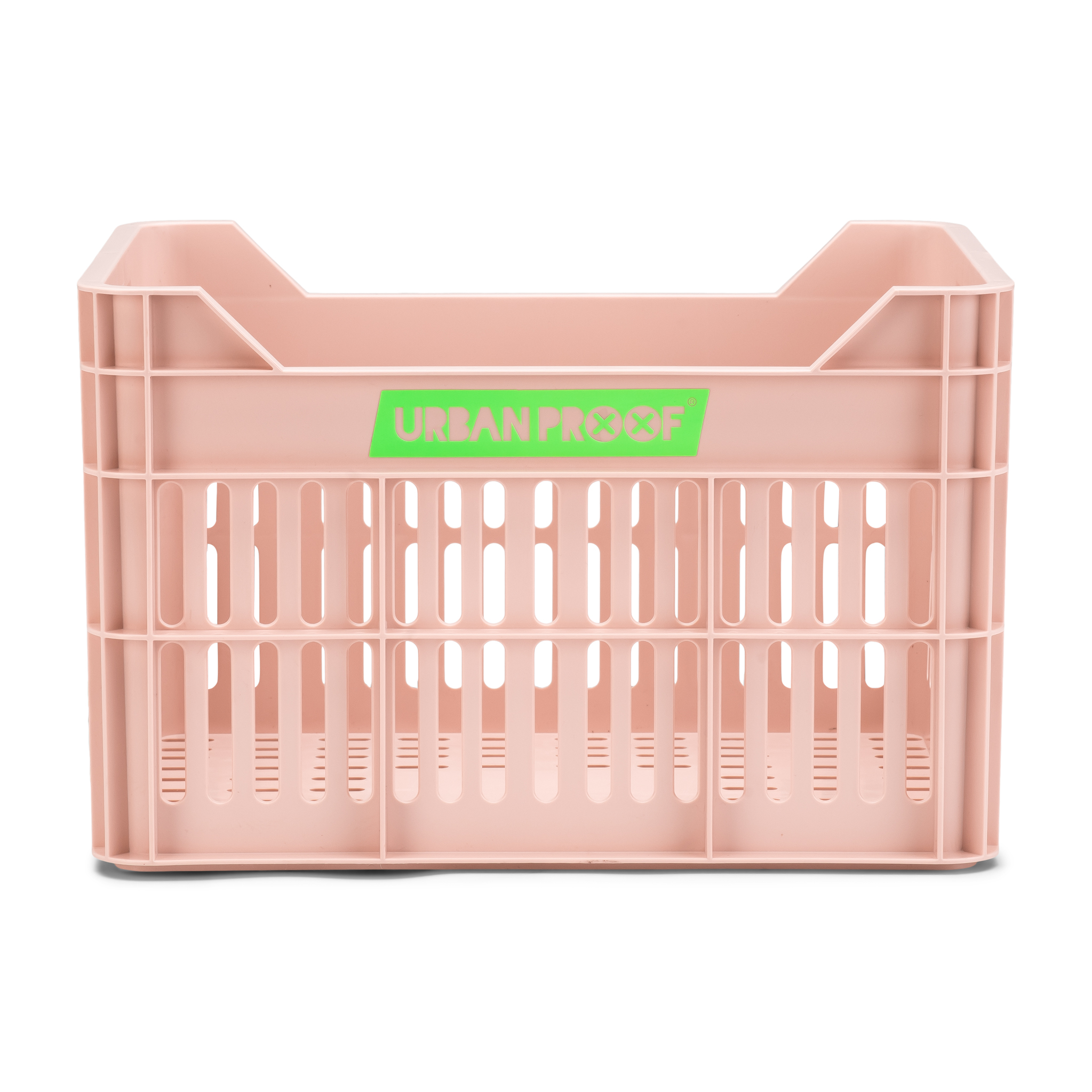 Caisse vélo 15L rose pastel Urban Proof vue de face