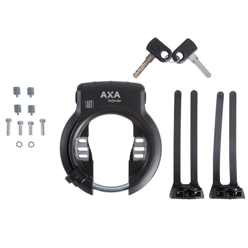 ANTIVOL VELO FER A CHEVAL AXA DEFENDER NOIR (AVEC FIXATION) - COMPATIBLE  PLUG - SECURITE NIVEAU 12-15 