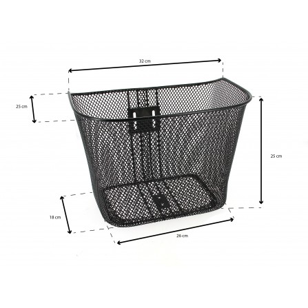 Panier vélo avant à clip grilles métalliques RK - dimensions