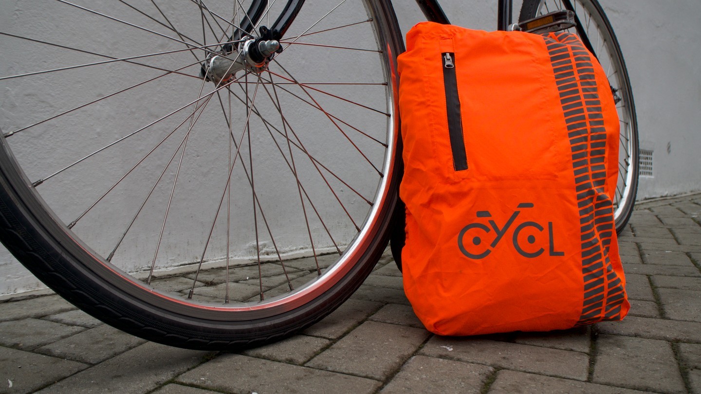 Couvre sac anti-pluie orange fluo vélo Cycl
