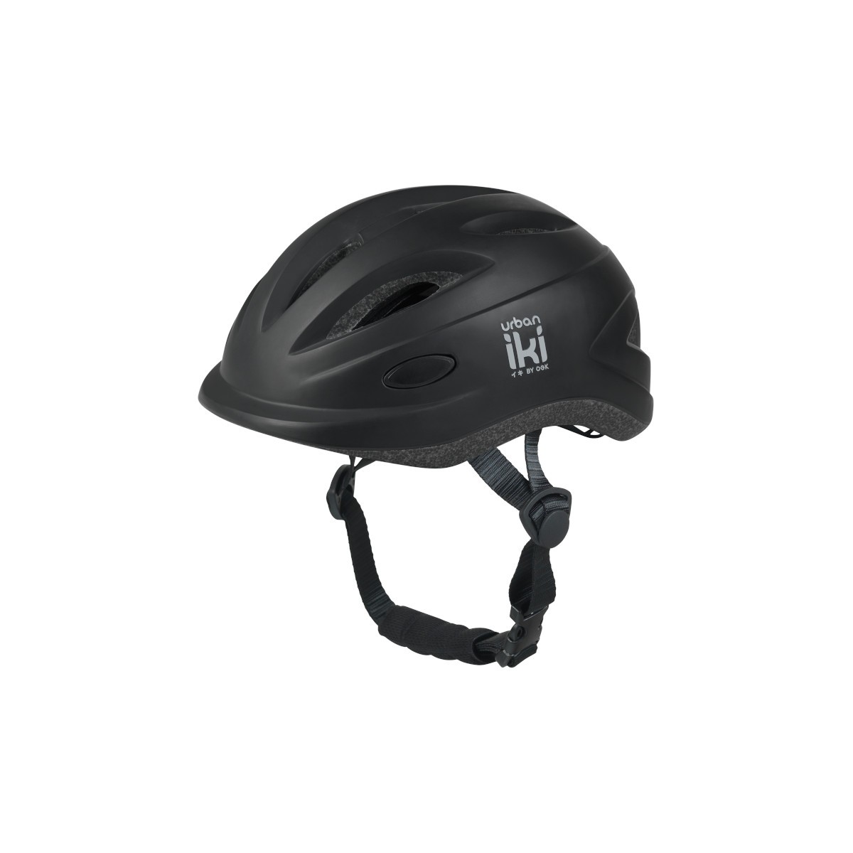 casque-enfant-velo-urban-iki-avec-fermeture-securisee-au menton-bouton-rotatif-pour-reglage-noir