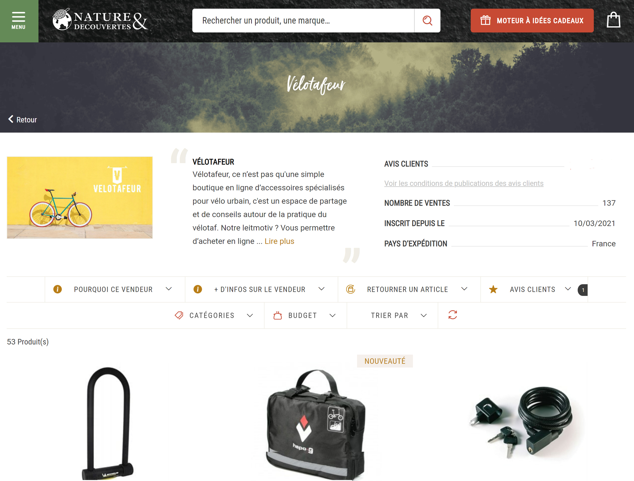 cadeaux equipements velo natures et decouvertes