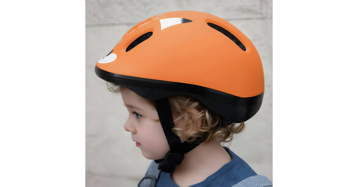 Polisport Casque Bébé Fox – XXS (44-48 Cm) – 190g, Anti-moustique, 6 Aérations, Réglable – Orange
