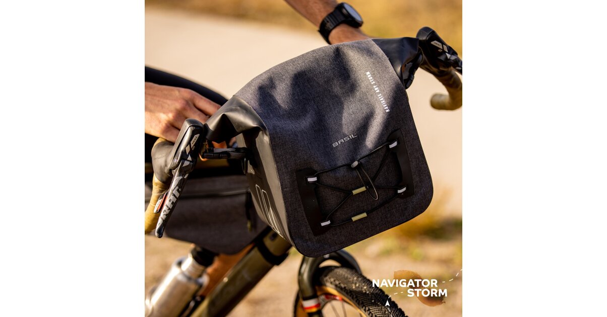 Sacocelle De Vélo Basil Navigator Storm L - 25-31 Litres, Noir - Porte-bagages Latéral Neuf
