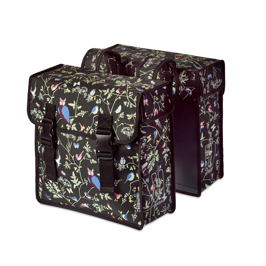 Sacoches Wanderlust Noir Fleurs 35 L (vélo femme, VAE, vélo ville)