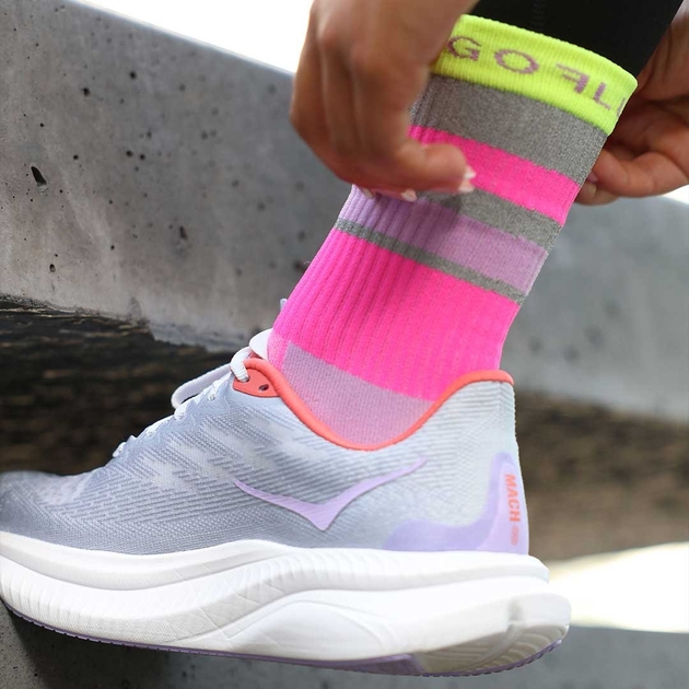 2 Paires Chaussettes Cyclisme Réfléchissantes DMG, Blanc/rose, Taille 7-9, Homme/femme