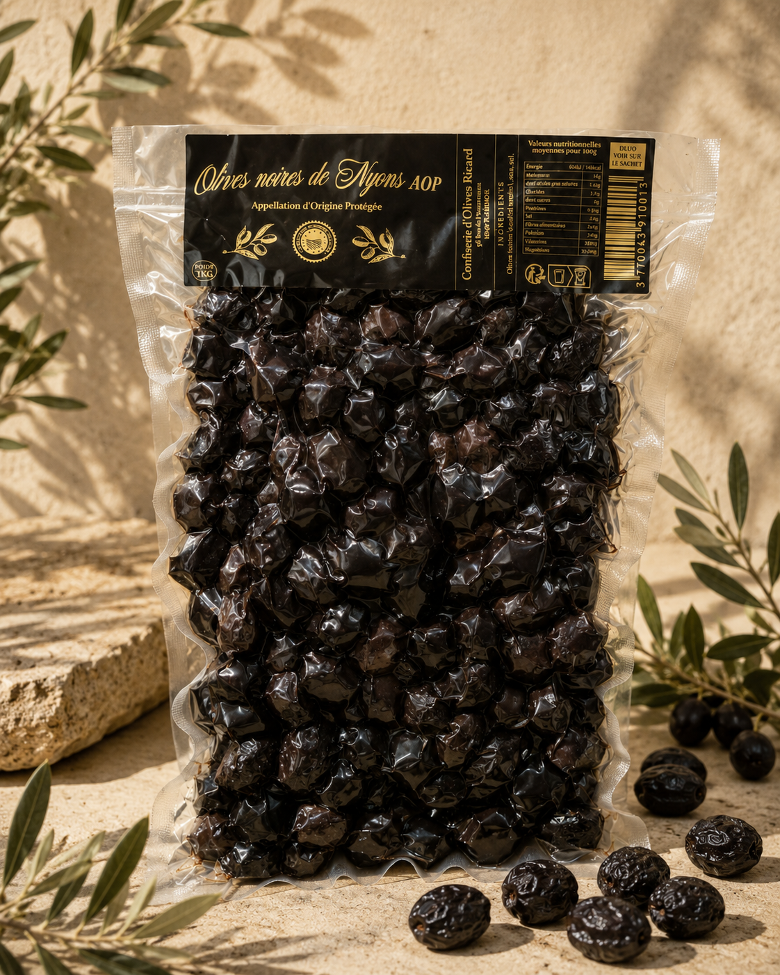 Olives Noires de Nyons AOP - Confiserie d'olives Ricard - sous vide 500g
