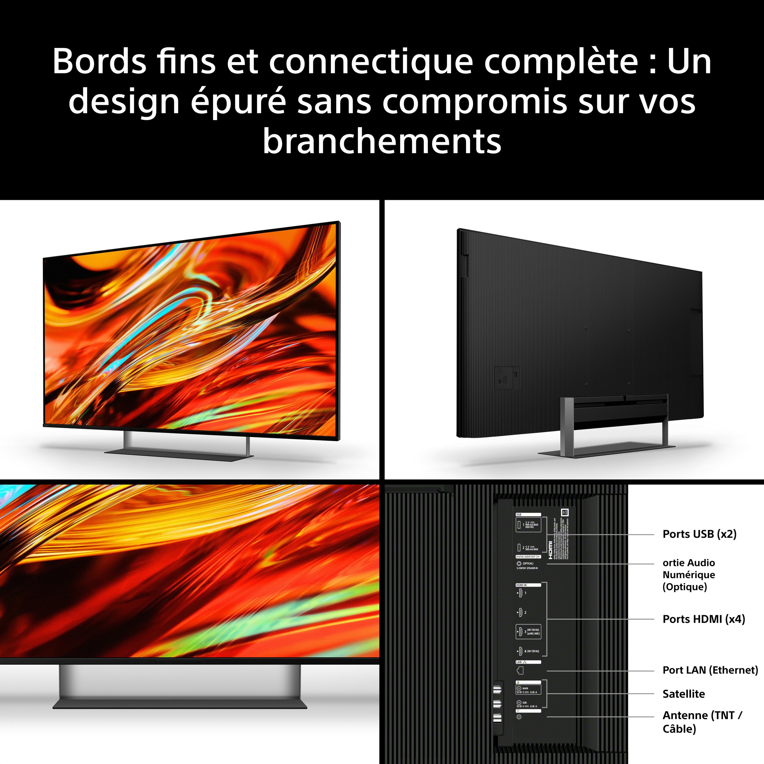 08 bis-Bravia 7II-50 pouces-Design+Inputs-Bords fins et connectique complète  Un design épuré sans compromis sur vos branchements