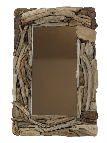 Miroir en bois flotté naturel rectangulaire 60x40 Driftwood
