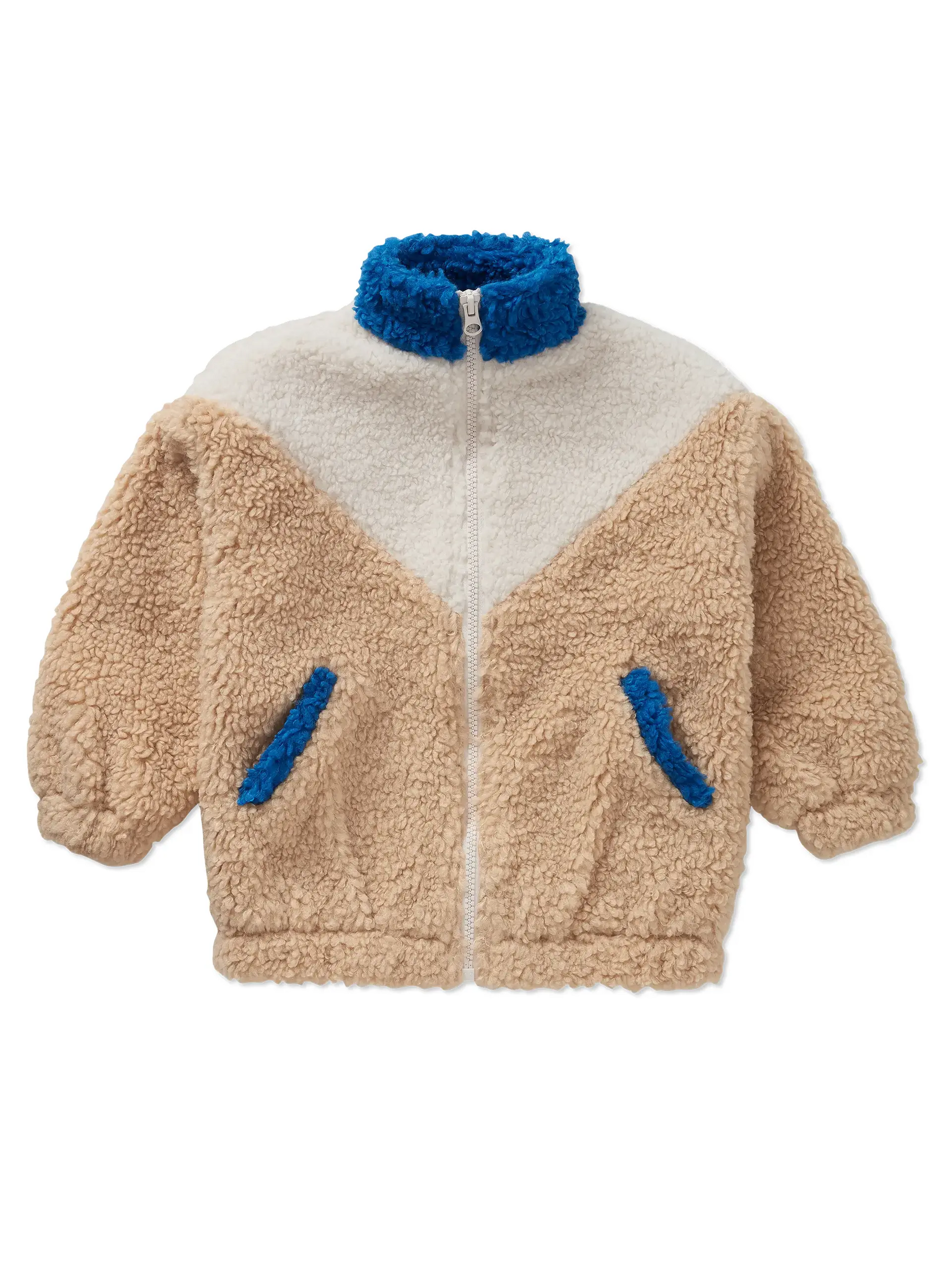 Teddy jacket colourblock blue Sand primary