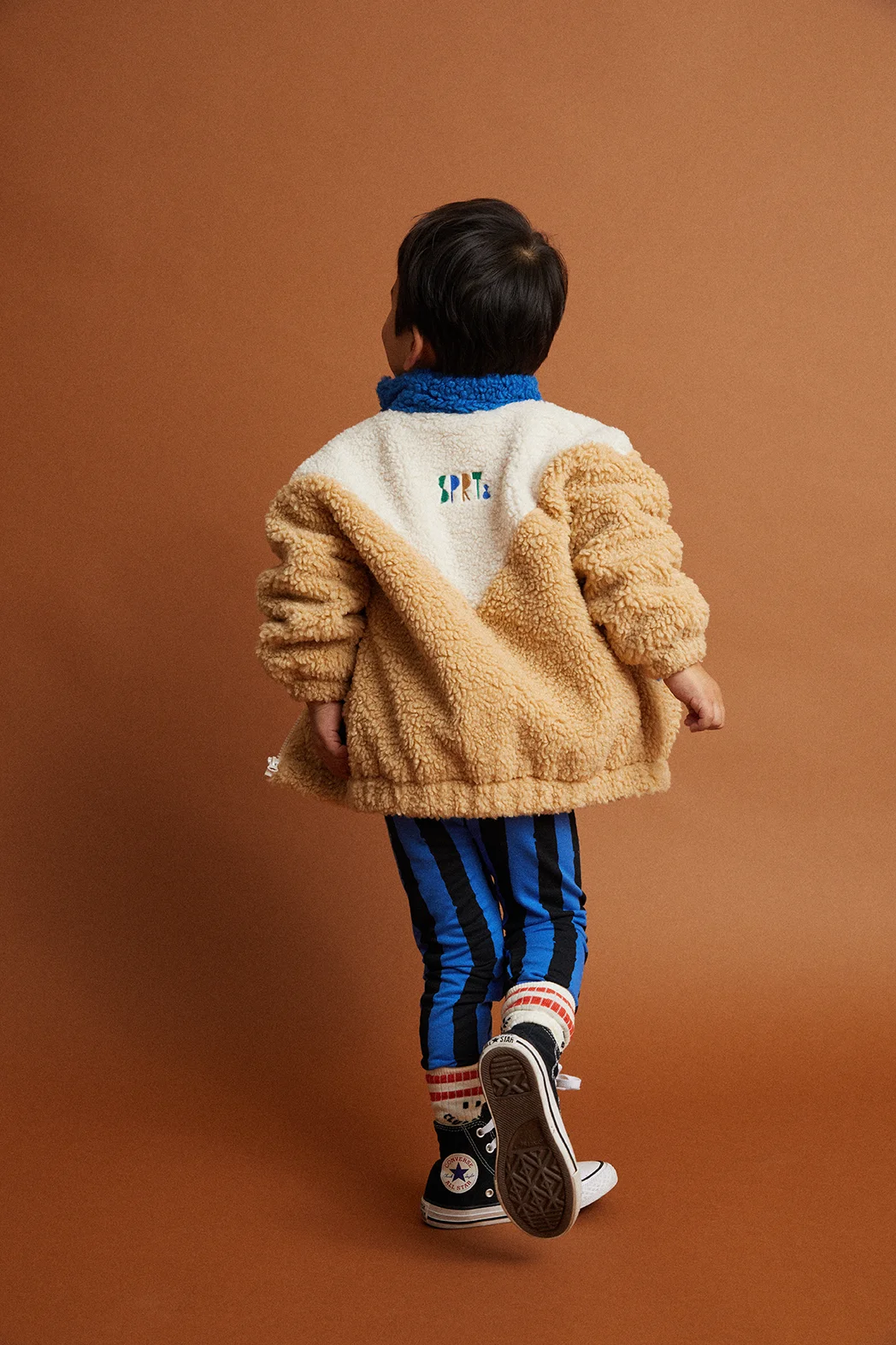 Teddy jacket colourblock blue Sand 2
