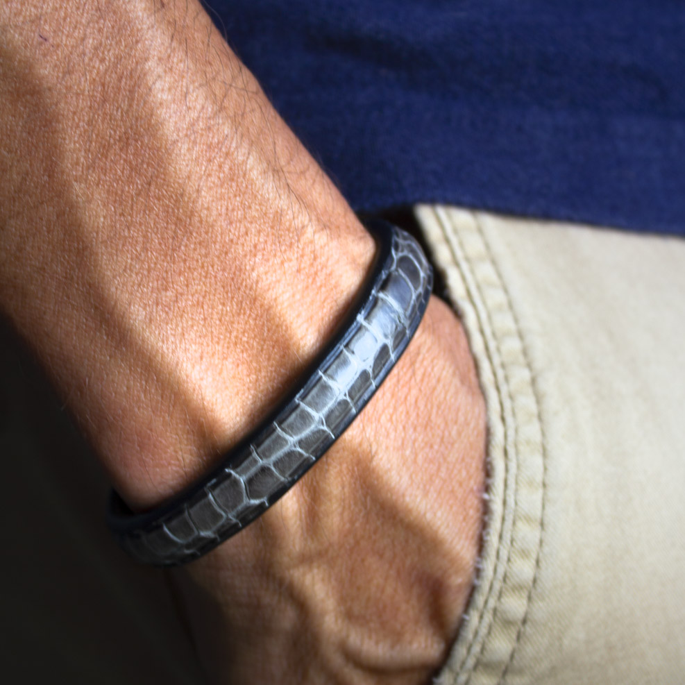 Crivellaro-Bracelet-croco-Gris-4