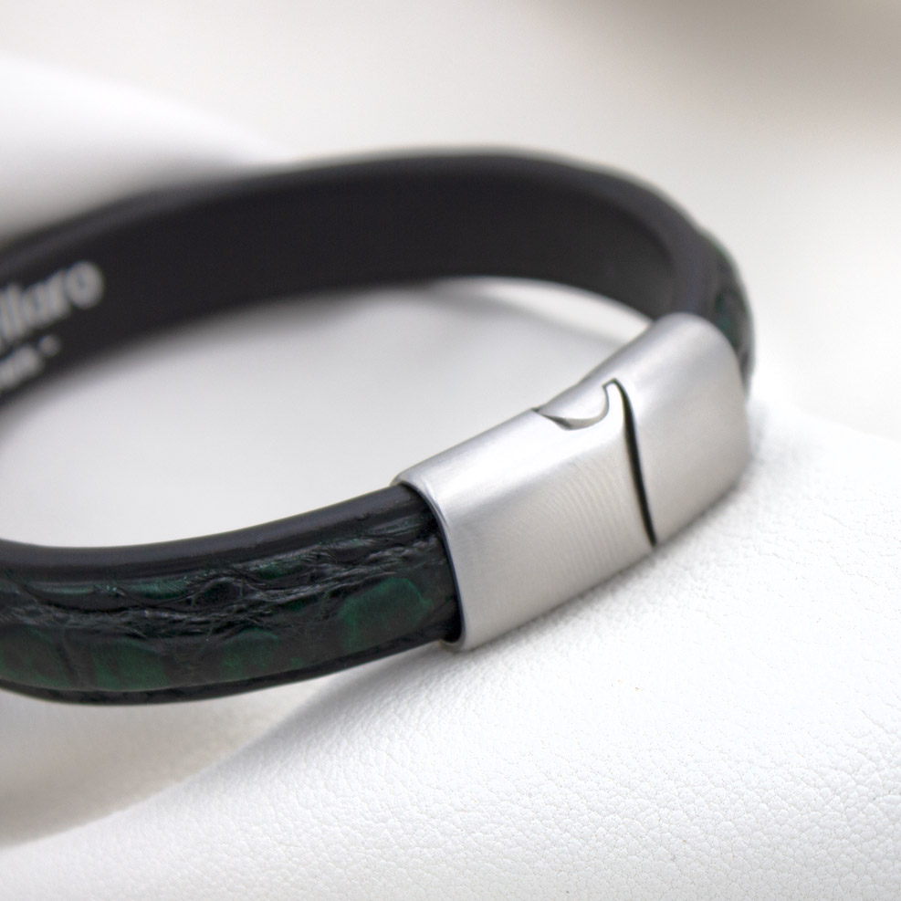 Crivellaro-Bracelet-croco-Vert-Noir-1