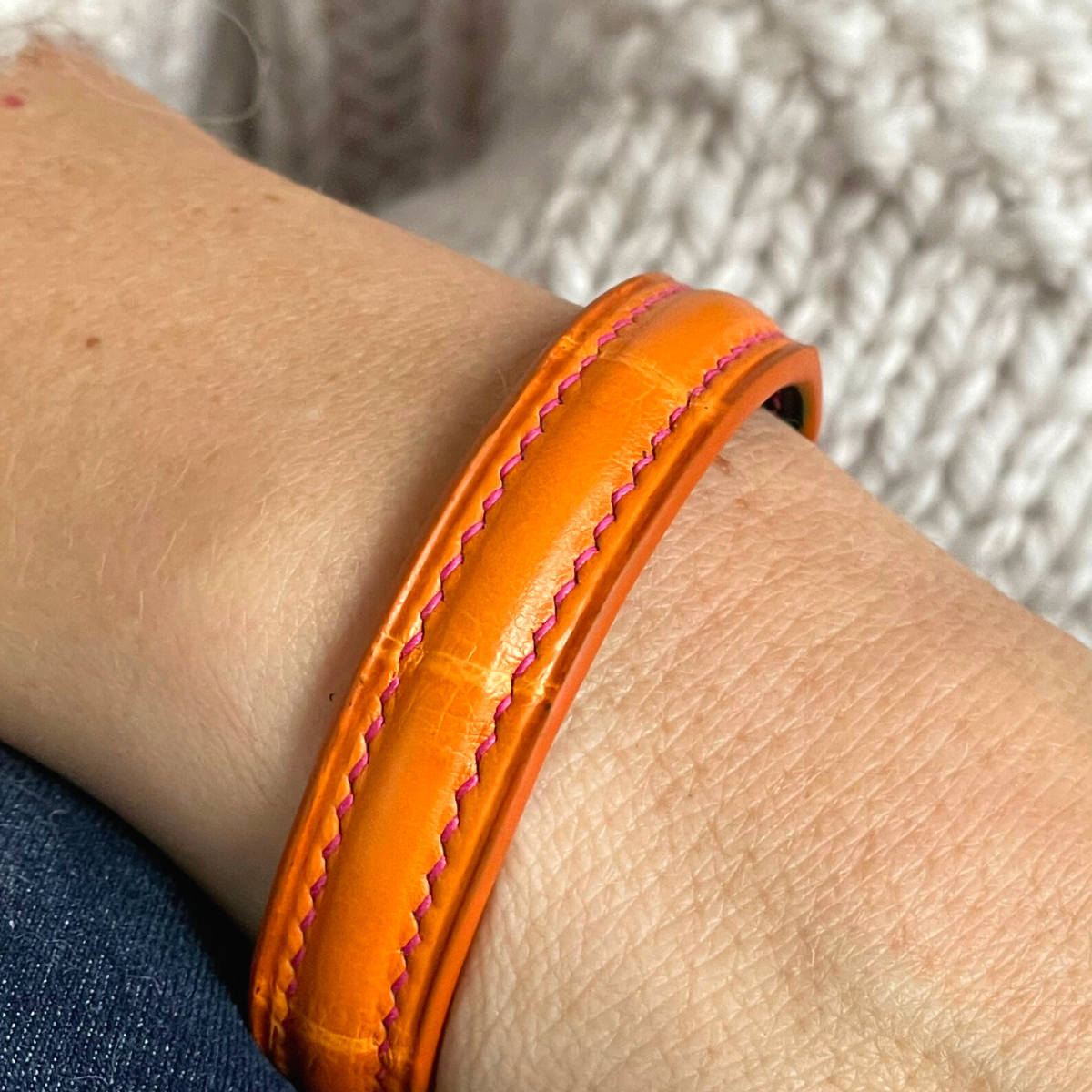 Bracelet Couture Rose Croco Orange