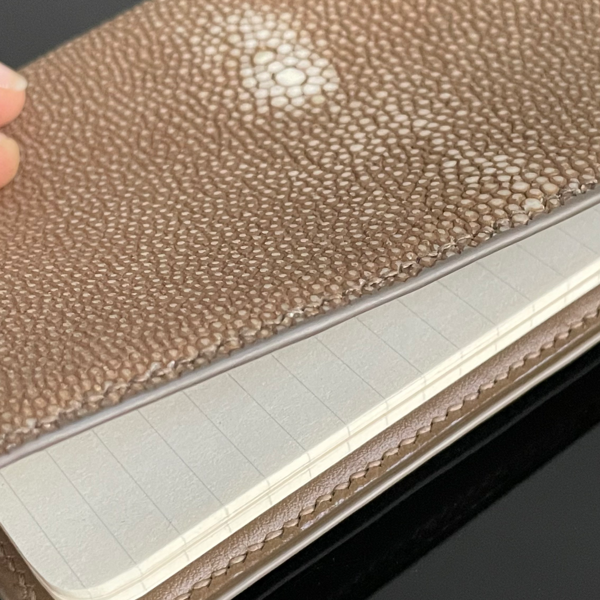 Crivellaro Porte  carnet galuchat crème  2