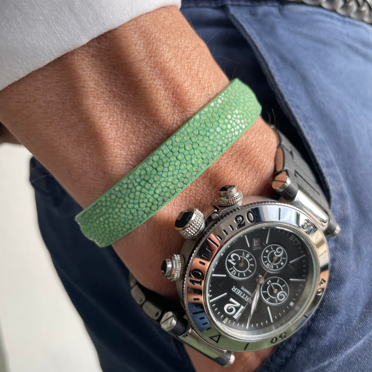Bracelet Galuchat Vert Jade