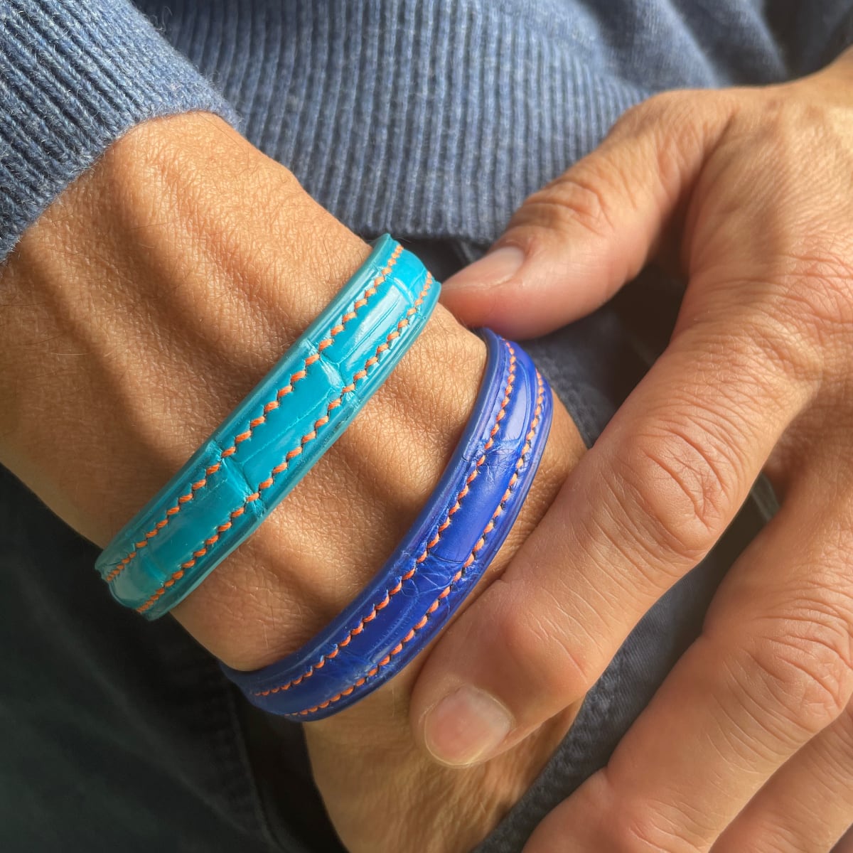 Bracelets Couture turquoise et Bleu
