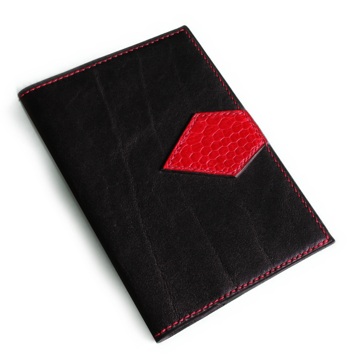 Crivellaro  maroquinerie  porte passeport noir rouge