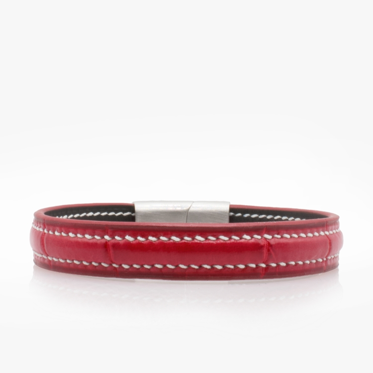 Bracelet Couture Croco Rouge et Blanc