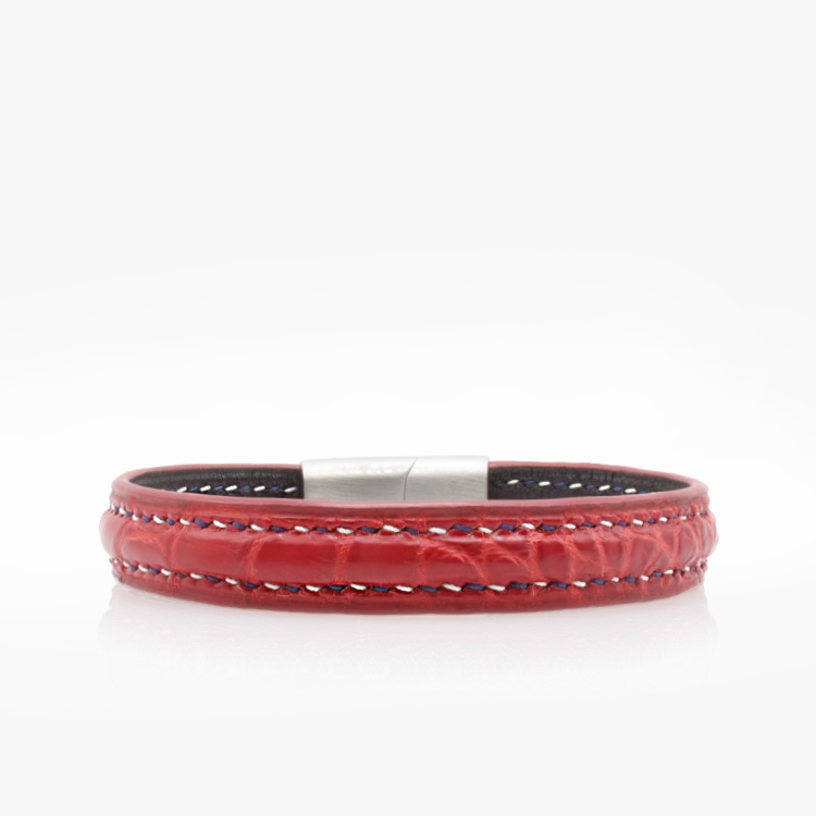 282-crivellaro-bracelet-cuir-croco-rouge-couture-blanc-bleu