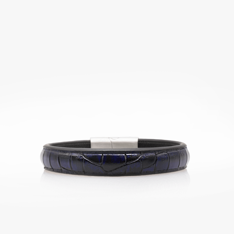 Bracelet Croco Bleu Cobalt et Noir