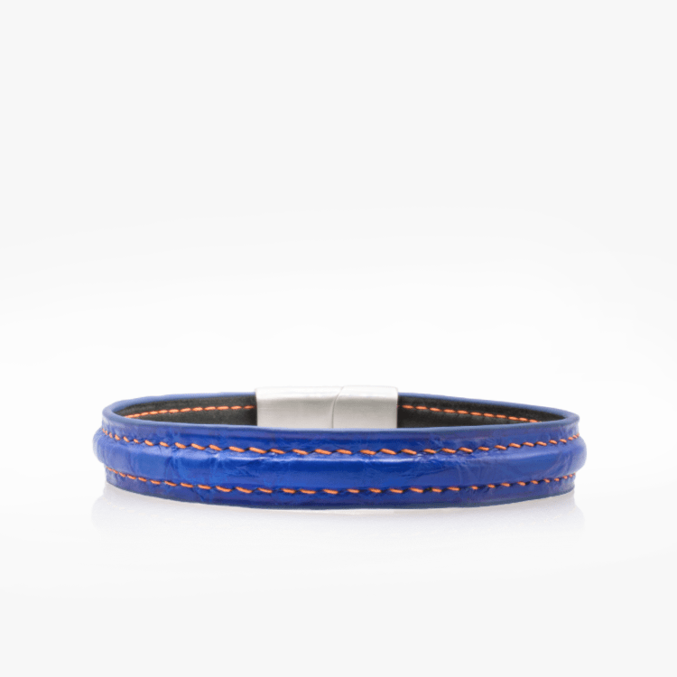 Bracelet Couture Orange Croco Bleu roi