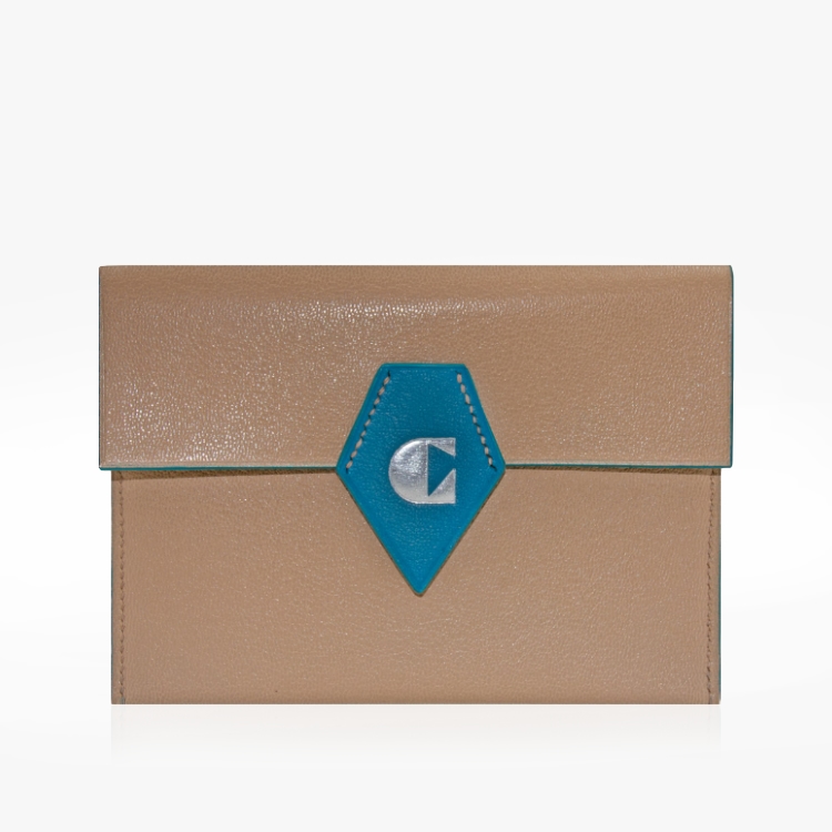 Protège passeport | Cuir Beige et Bleu