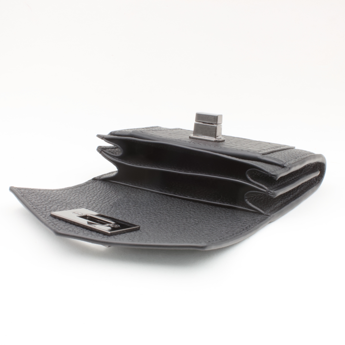 Portefeuille compact cuir noir croco Crivellaro-Paris 2