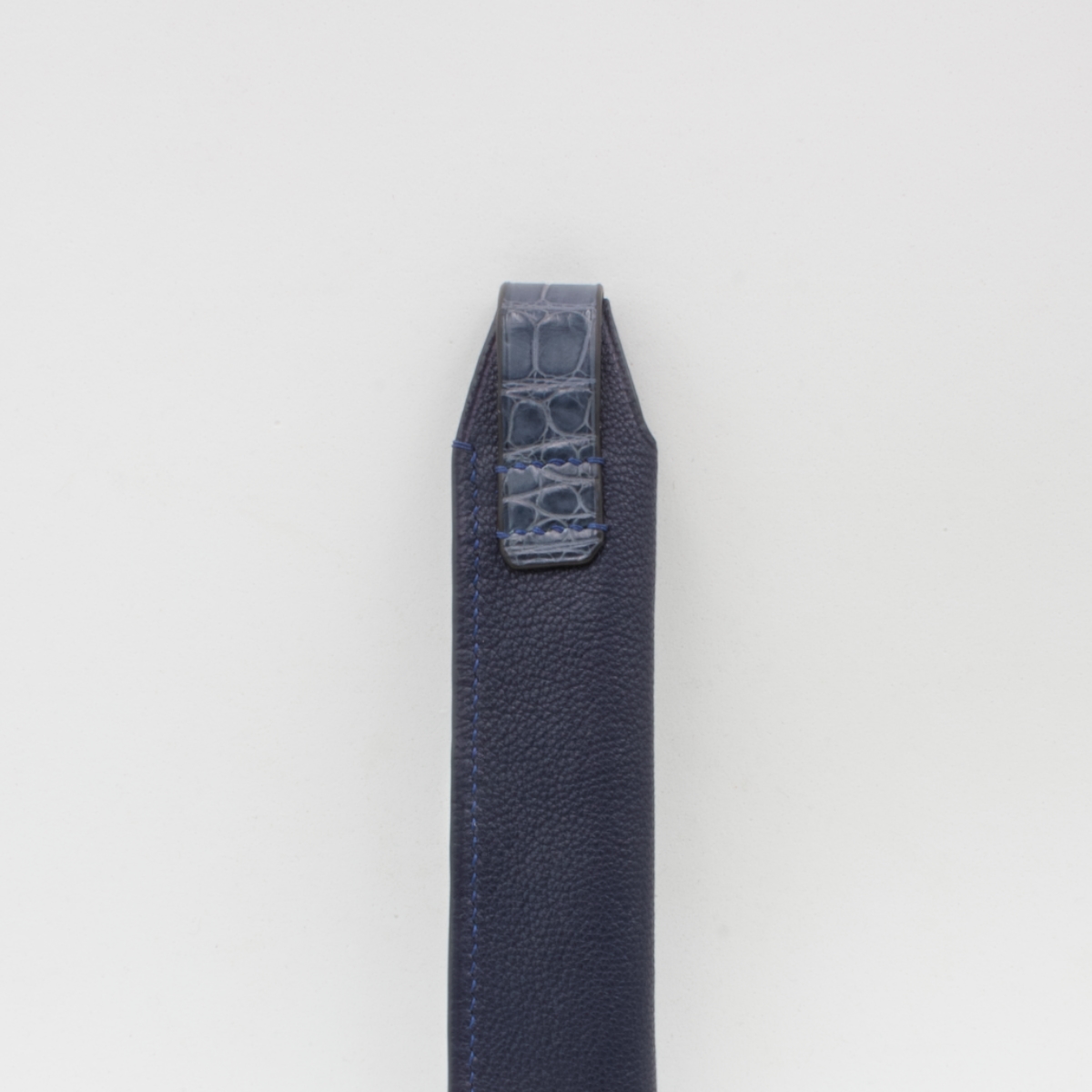 Etui stylo cuir Bleu croco bleu Crivellaro Paris 3