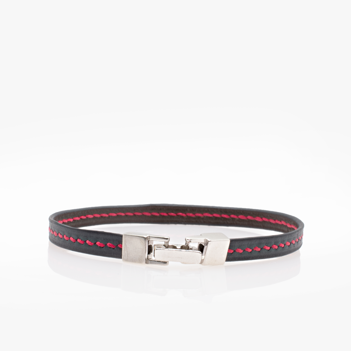 Crivellaro bracelet fin cuir couture sellier fermoir argent fermé