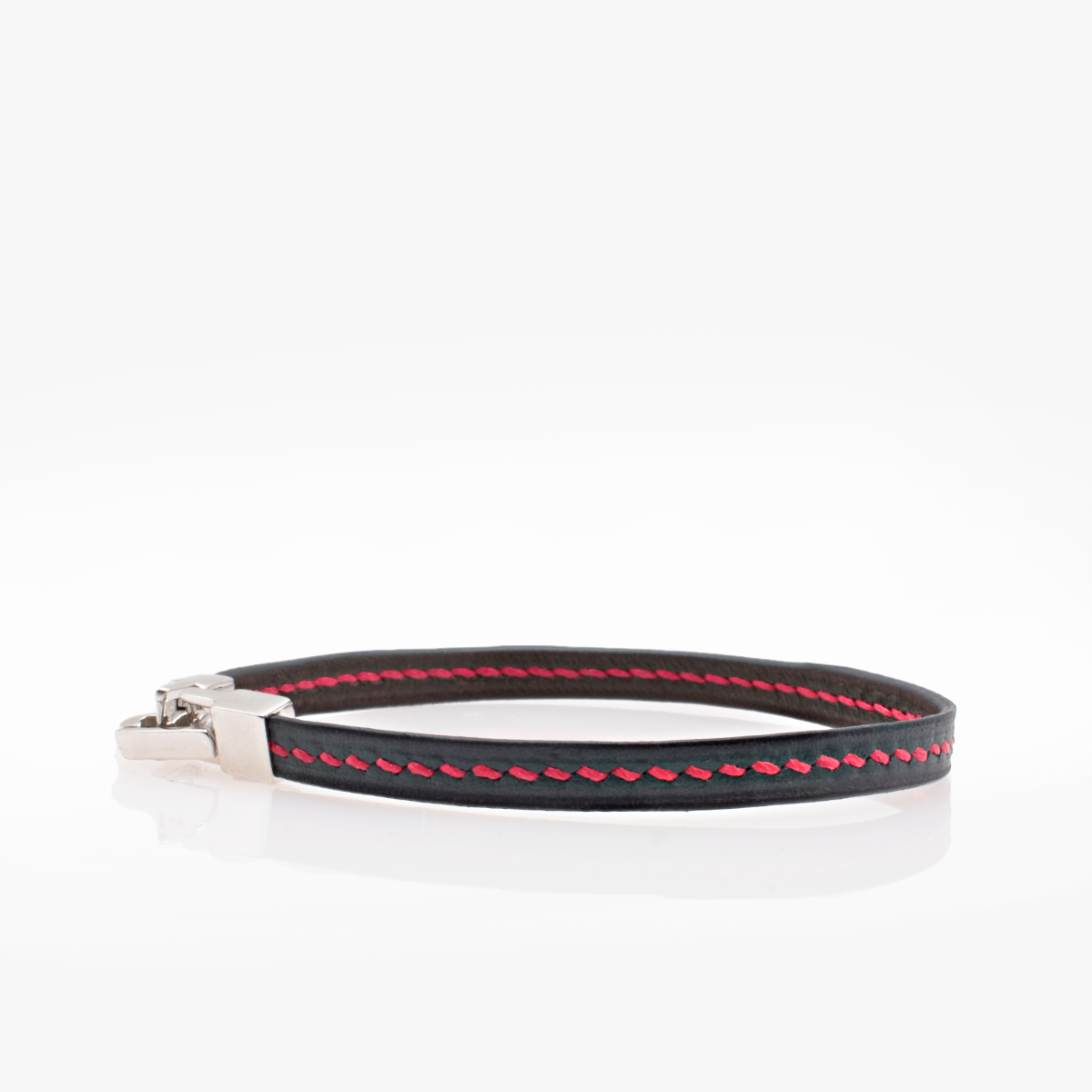 Crivellaro bracelet fin cuir couture sellier 1 tour Rouge V1