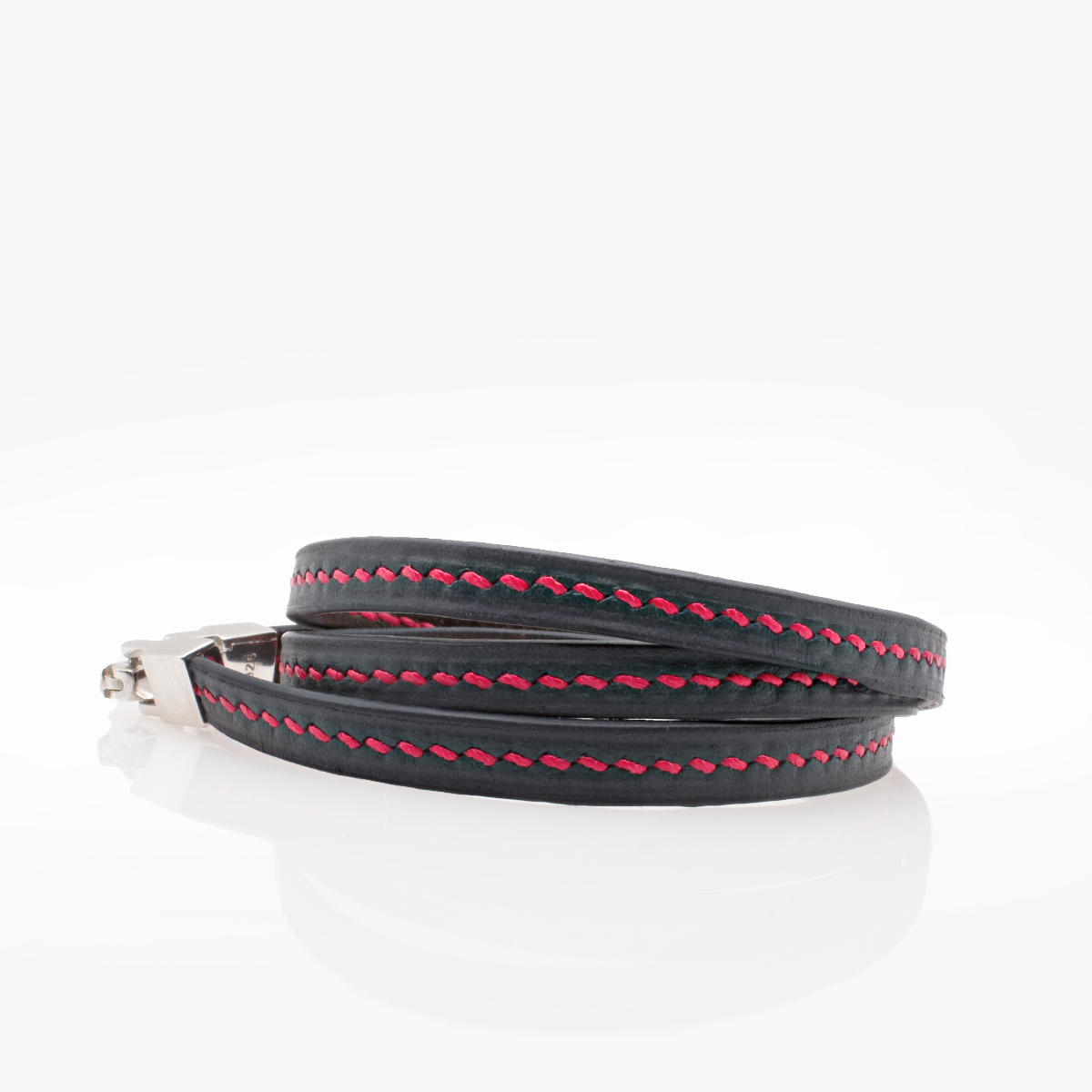 Crivellaro bracelet fin cuir couture sellier 3 tours Rouge V1