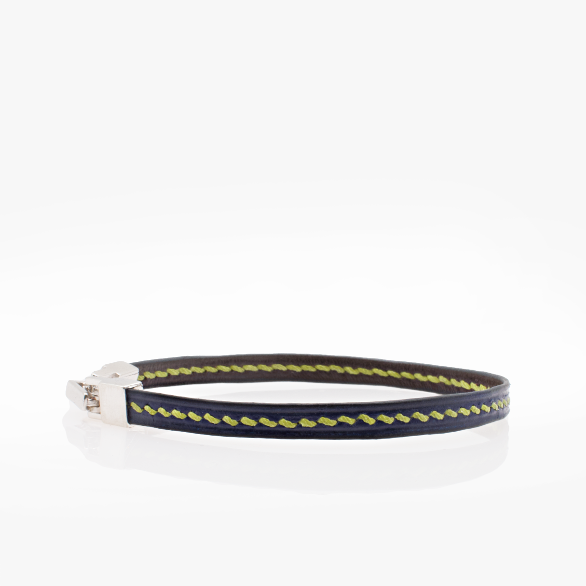 Crivellaro bracelet fin cuir couture sellier 1 tour vert V1