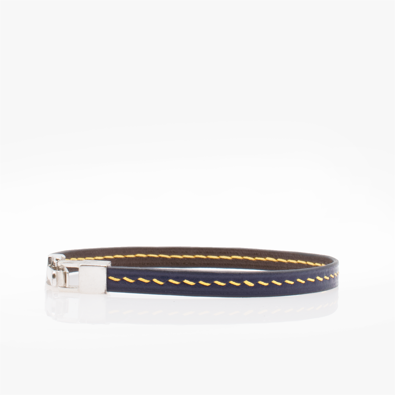 Crivellaro bracelet fin cuir couture sellier 1 tour Jaune V1
