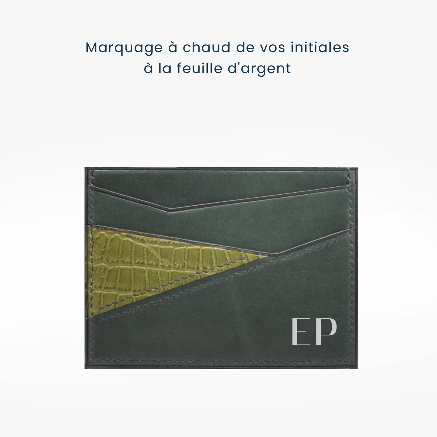 351 Porte cartes puzzle cuir vert 2