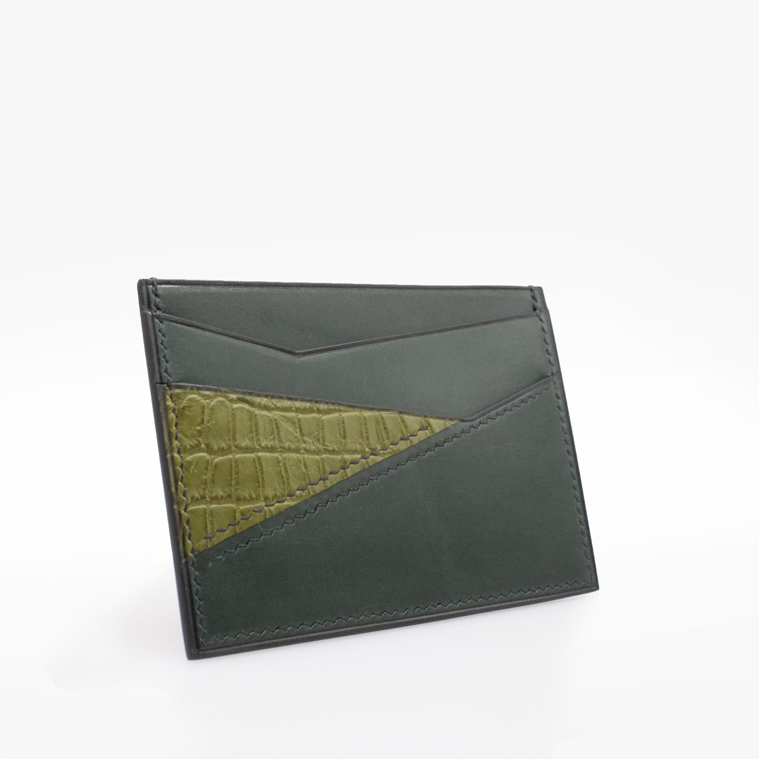 351 Porte cartes puzzle cuir vert 1