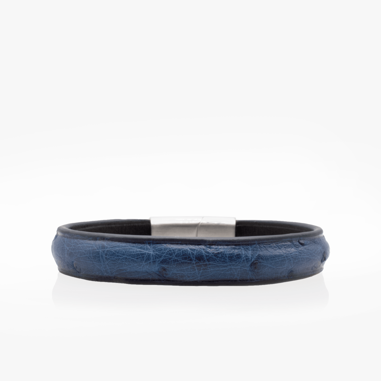 Bracelet Cuir Autruche Bleu