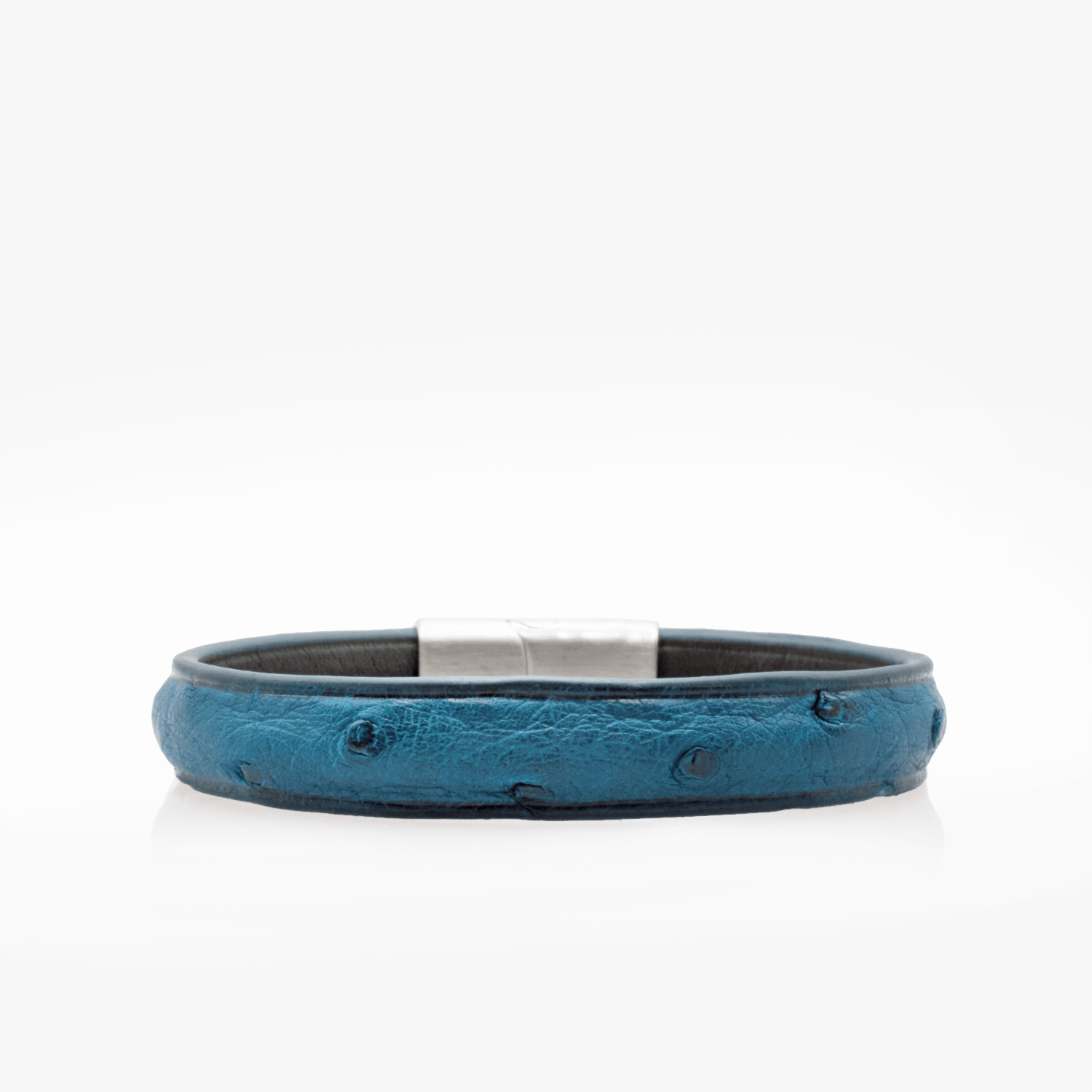 Bracelet cuir Autruche Bleu Atlantique
