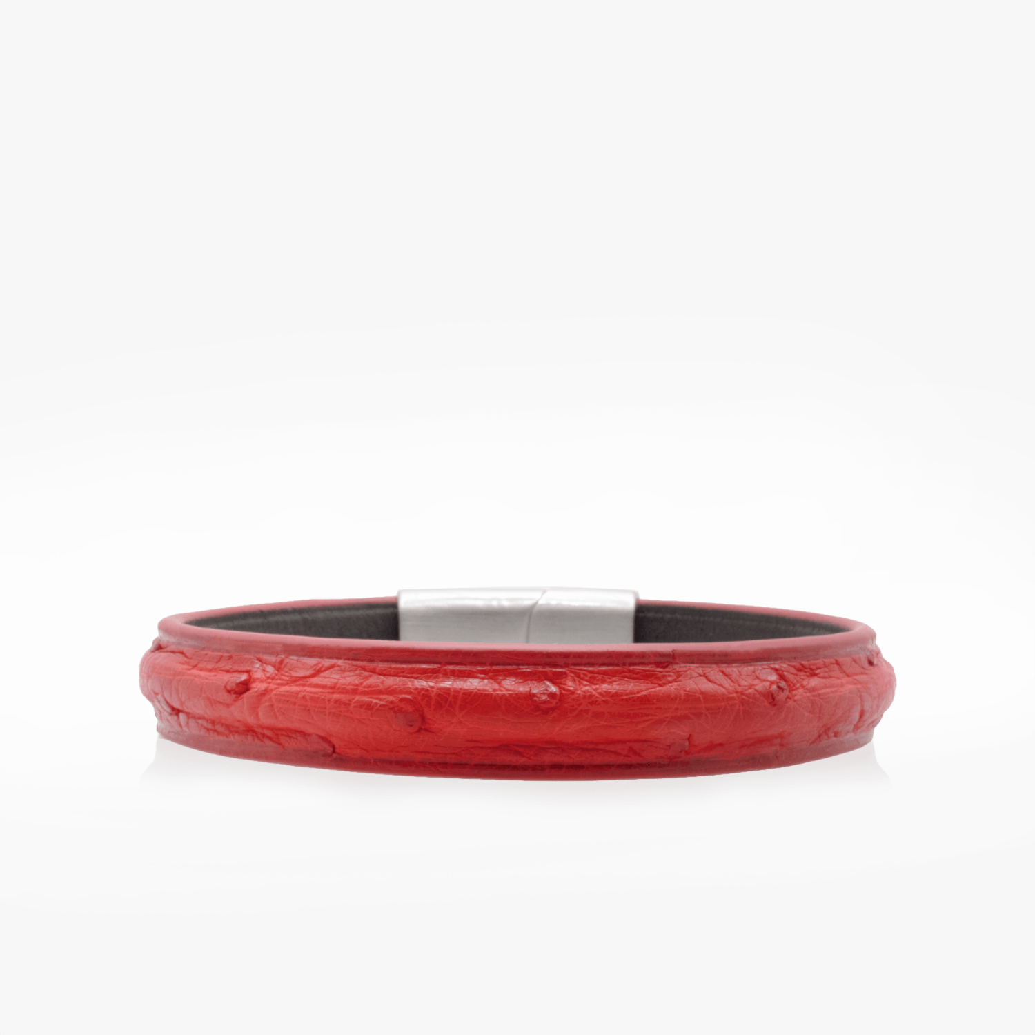Bracelet Cuir Autruche rouge