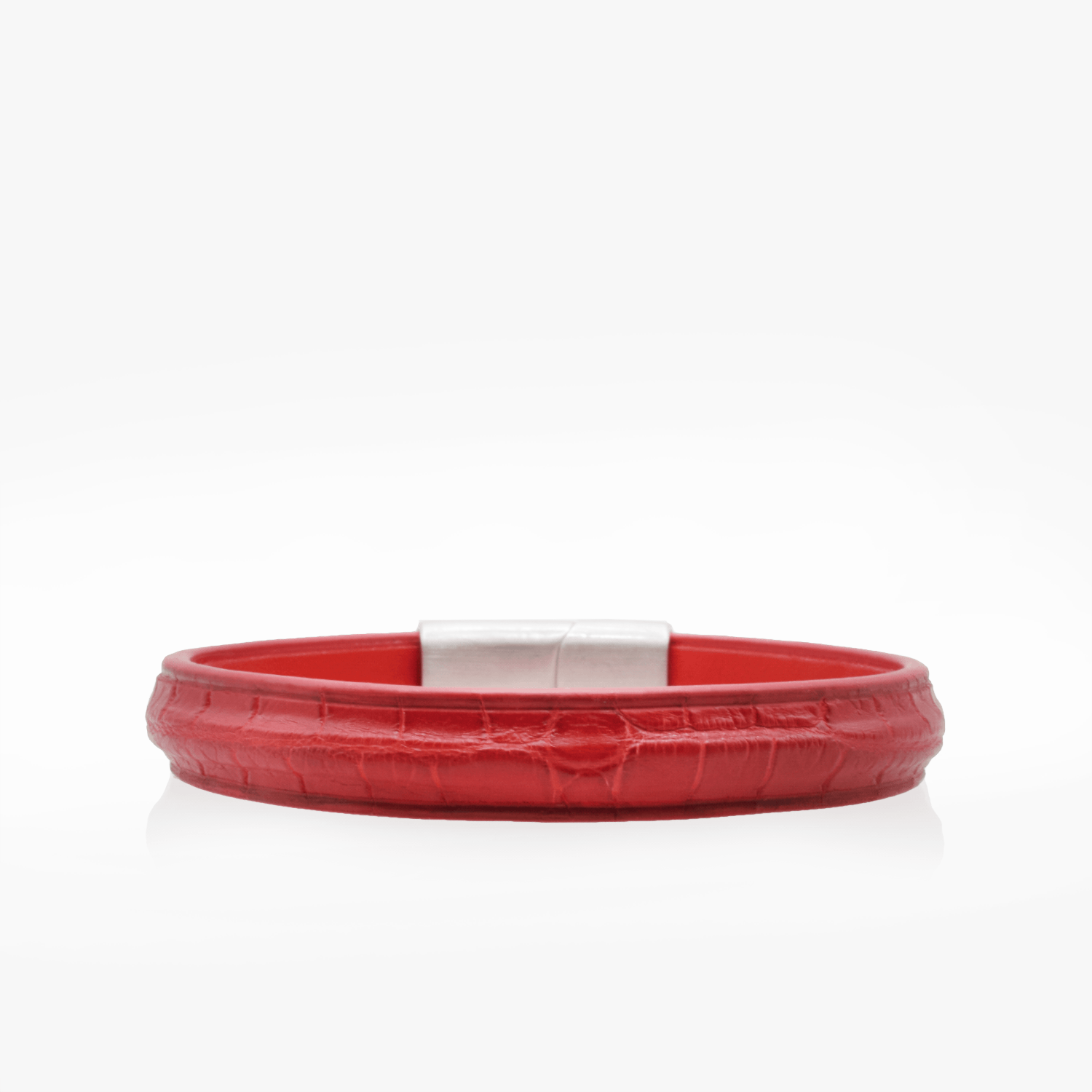 211 Crivellaro Bracelet Cuir Croco rouge full