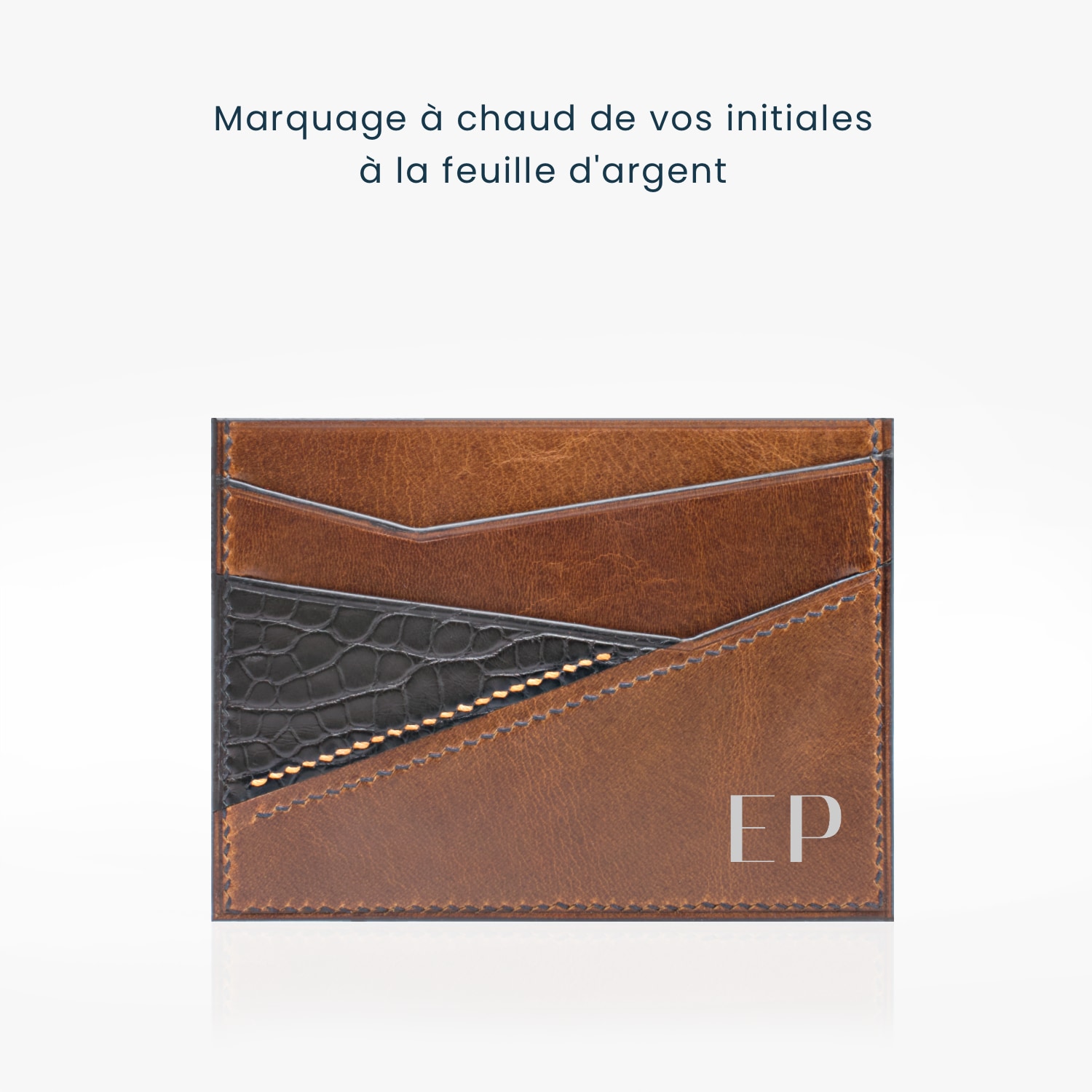 354 Porte cartes prisma cuir marron noir 4