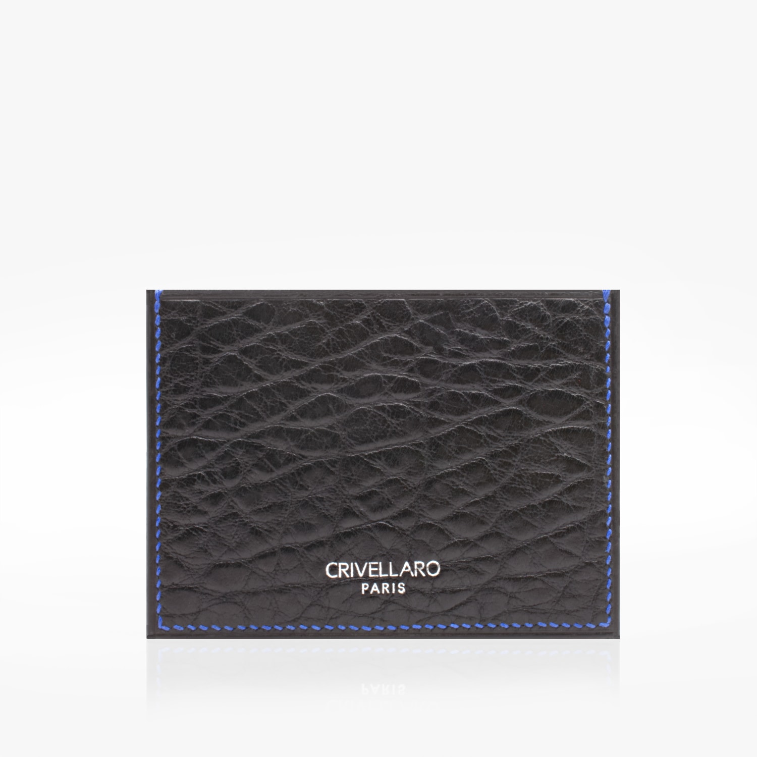 360 Porte cartes prisma cuir bubble noir croco bleu 3