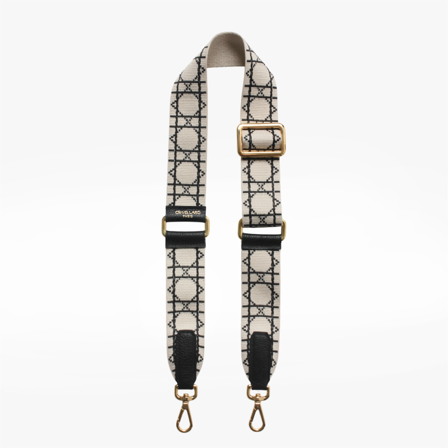Bandoulière Créme/Noir | Cuir Noir | Bijouterie dorée