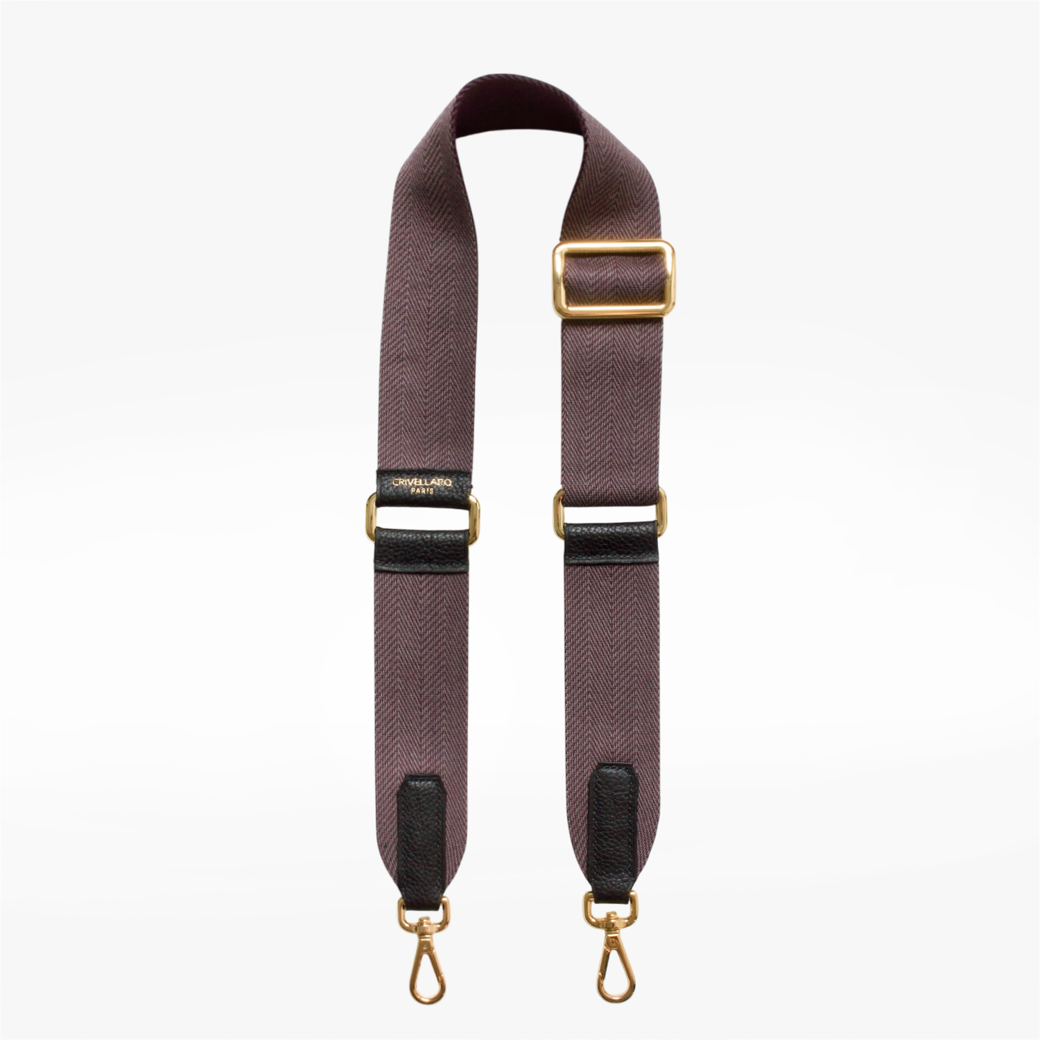 Bandoulière Violette | Cuir Noir | Bijouterie dorée