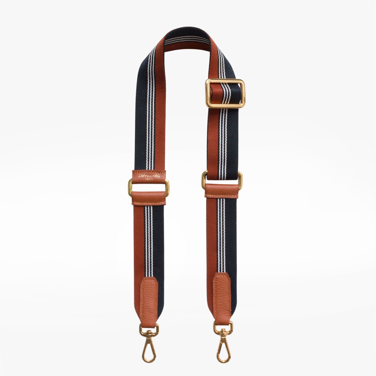 Bandoulière Camel/Bleu | Cuir Camel | Bijouterie dorée